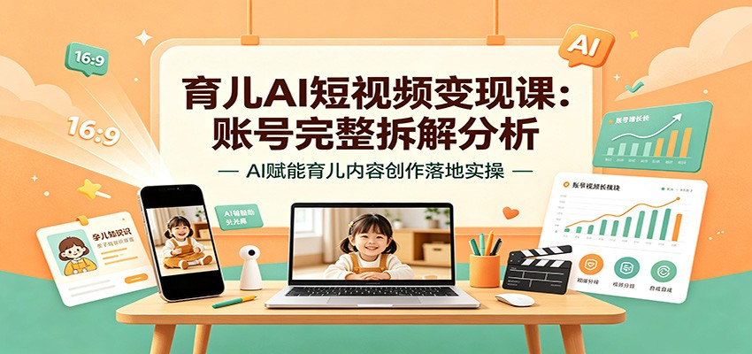 育儿AI短视频变现课：账号完整拆解分析，AI赋能育儿内容创作落地实操-智点网
