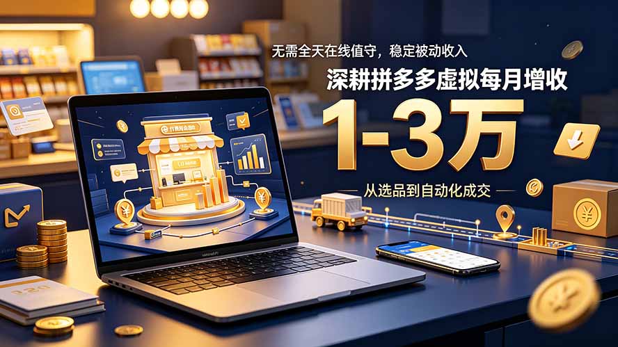 无需全天在线值守，稳定被动收入，深耕拼多多虚拟每月增收 1-3 万-智点网