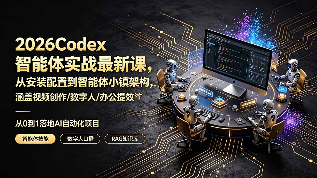 2026Codex智能体实战最新课，从安装配置到智能体小镇架构，涵盖视频创作/数字人/办公提效全技能-智点网