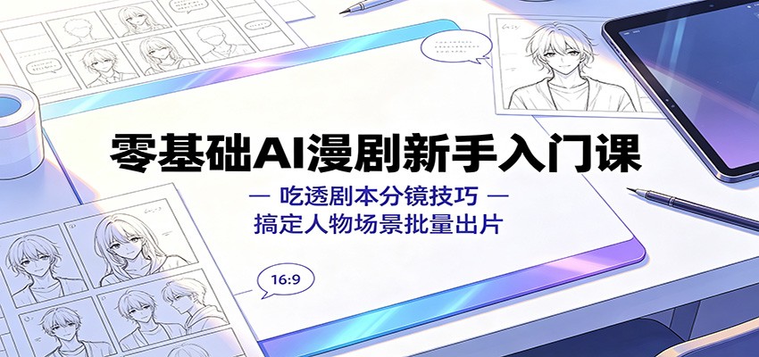 零基础AI漫剧新手入门课：吃透剧本分镜技巧，搞定人物场景批量出片-智点网