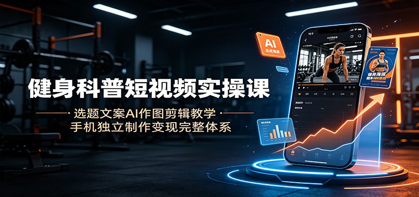 健身科普短视频实操课：选题文案AI作图剪辑教学，手机独立制作变现完整体系-智点网
