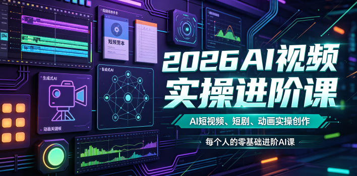 2026AI视频实操进阶课，AI短视频、短剧、动画实操创作，每个人的零基础进阶ai课-智点网