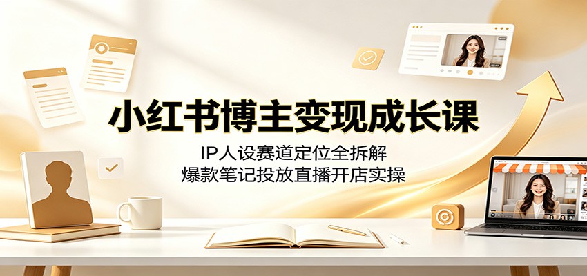 小红书博主变现成长课：IP人设赛道定位全拆解，爆款笔记投放直播开店实操-智点网