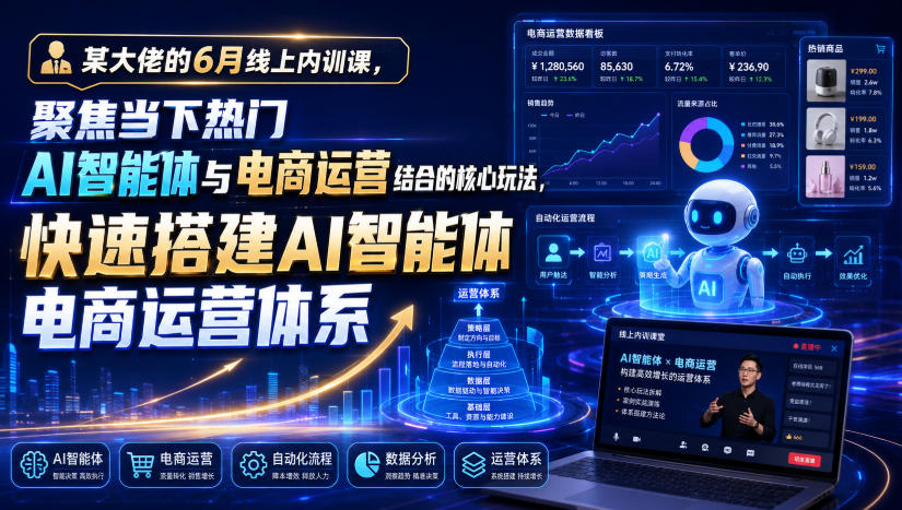 某大佬的6月线上内训课，聚焦当下热门AI智能体与电商运营结合的核心玩法，快速搭建AI智能体电商运营体系-智点网