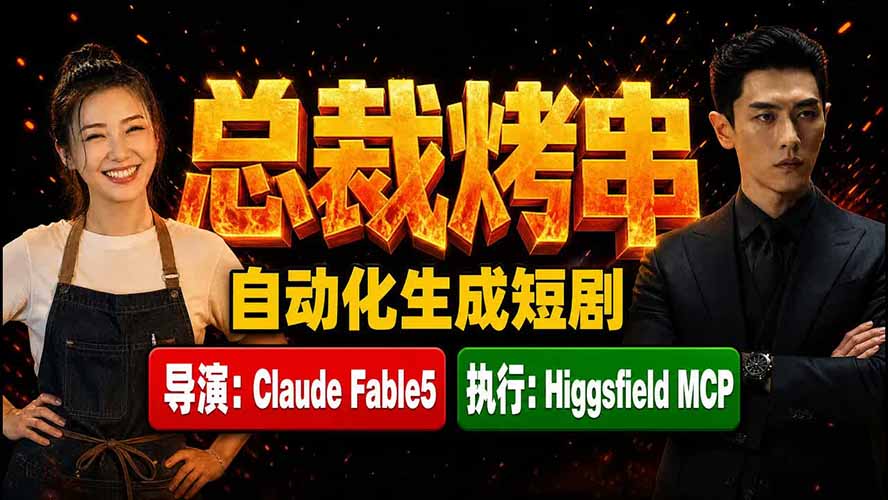 《总裁烤串》真人短剧全自动诞生！Claude Fable5 当导演，Higgsfield MCP 执行！-智点网