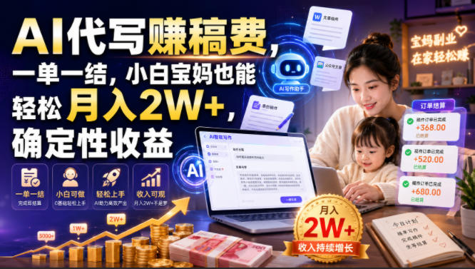 AI代写賺稿费，一单一结，小白宝妈也能轻松月入2W+，确定性收益【揭秘】-智点网