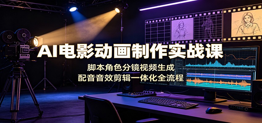 AI电影动画制作实战课：脚本角色分镜视频生成，配音音效剪辑一体化全流程-智点网
