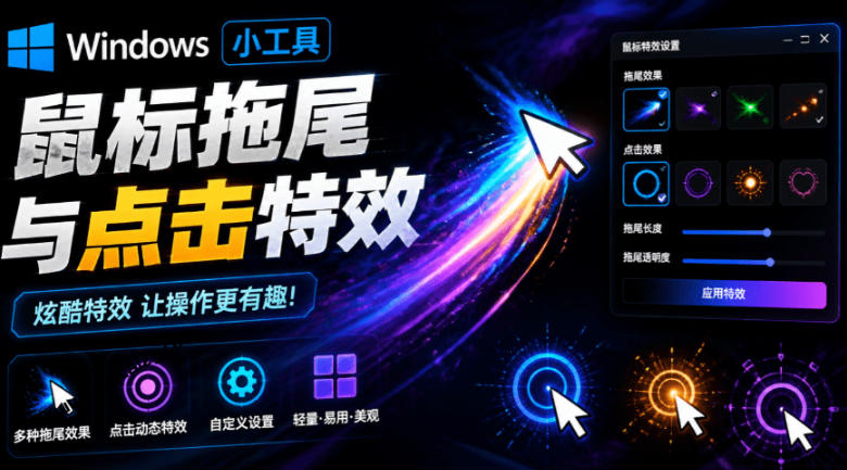 Windows特效小工具！一键给你的鼠标添加拖尾与点击动态特效，吾爱出品，免费使用Mouse Trail-智点网