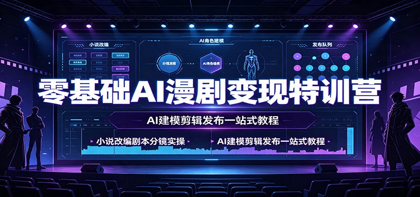 零基础AI漫剧变现特训营：小说改编剧本分镜实操，AI建模剪辑发布一站式教程-智点网