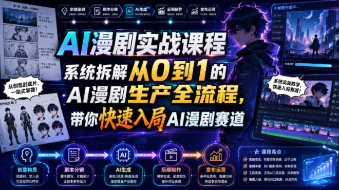 AI漫剧实战课程，系统拆解从0到1的AI漫剧生产全流程，带你快速入局AI漫剧赛道-智点网
