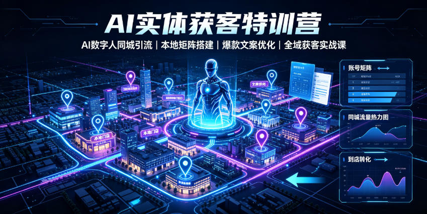 AI实体获客特训营｜AI数字人同城引流、本地矩阵搭建、爆款文案优化全域获客实战课-智点网
