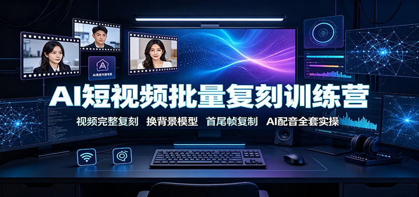 AI短视频批量复刻训练营：视频完整复刻，换背景模型、首尾帧复制、AI配音全套实操-智点网