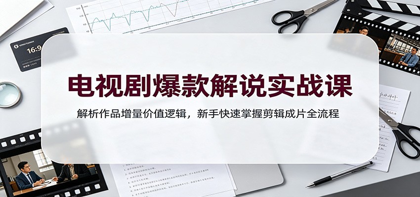 电视剧爆款解说实战课：解析作品增量价值逻辑，新手快速掌握剪辑成片全流程-智点网