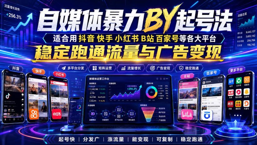 自媒体暴力搬运起号法，适合用抖音快手小红书B站百家号等各大平台，稳定跑通流量与广告变现-智点网