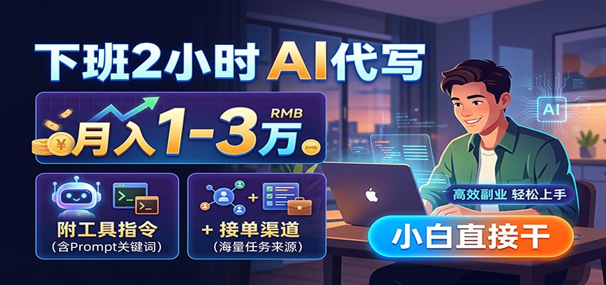 下班2小时AI代写，月入1-3万，附工具指令+接单渠道，小白直接干-智点网