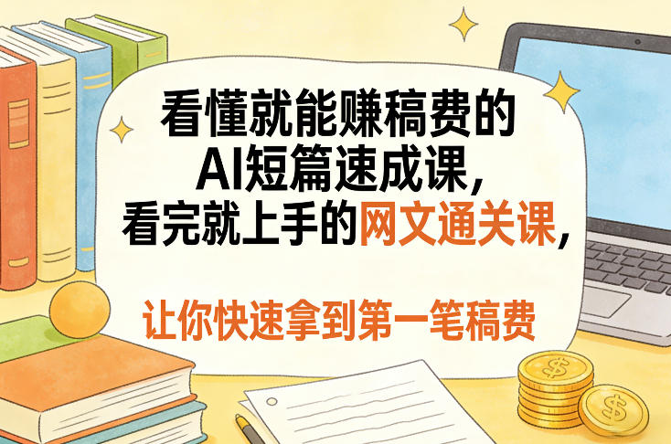 看懂就能賺稿费的AI短篇速成课，看完就上手的网文通关课，让你快速拿到第一笔稿费(更新8月)-智点网