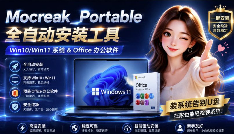 Mocreak全自动安装office和win10、win11系统，告别U盘装系统，使用安全可靠-智点网