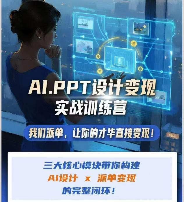 AI+PPT设计变现实战训练营，我们派单，让你的才华直接变现，三大核心模块带你构建Al设计x派单变现的完整闭环-智点网