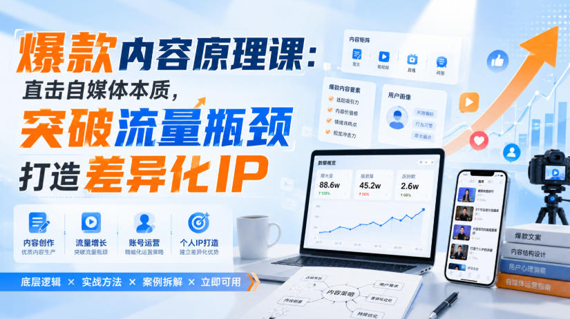 爆款内容原理课：直击自媒体本质，突破流量瓶颈打造差异化IP-智点网