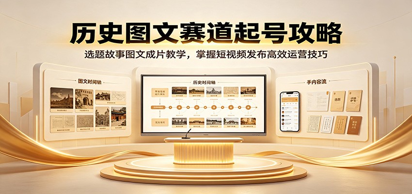 历史图文赛道起号攻略：选题故事图文成片教学，掌握短视频发布高效运营技巧-智点网