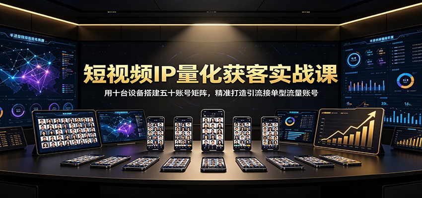 短视频IP量化获客实战课：用十台设备搭建五十账号矩阵，精准打造引流接单型流量账号-智点网