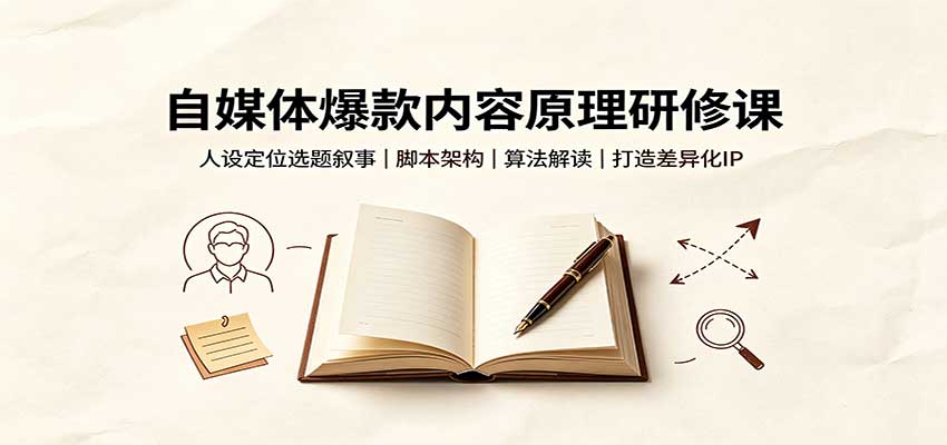 自媒体爆款内容原理研修课:人设定位选题叙事,脚本架构,算法解读打造差异化IP-智点网