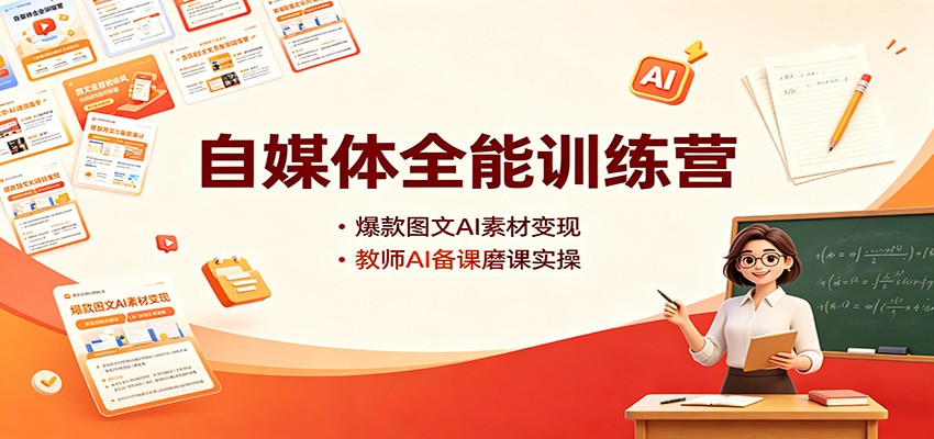 自媒体全能训练营：爆款图文AI素材变现，教师AI备课磨课实操-智点网