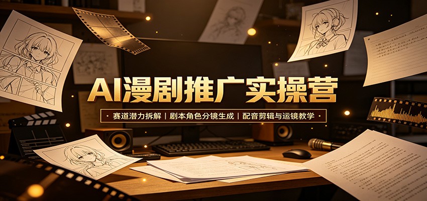 AI漫剧推广实操营：赛道潜力拆解，剧本角色分镜生成，配音剪辑与运镜教学-智点网
