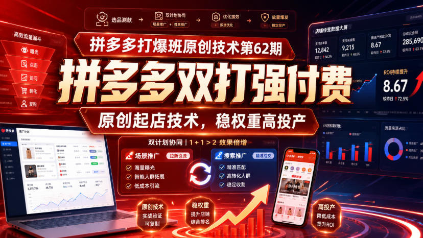 拼多多打爆班原创技术第62期，拼多多双打强付费，原创起店技术，稳权重高投产-智点网