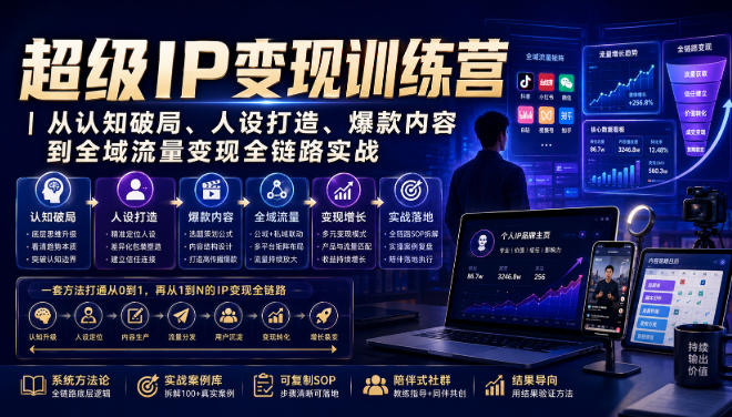超级IP变现训练营｜从认知破局、人设打造、爆款内容到全域流量变现全链路实战-智点网