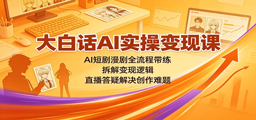 大白话AI实操变现课：AI短剧漫剧全流程带练，拆解变现逻辑，直播答疑解决创作难题-智点网