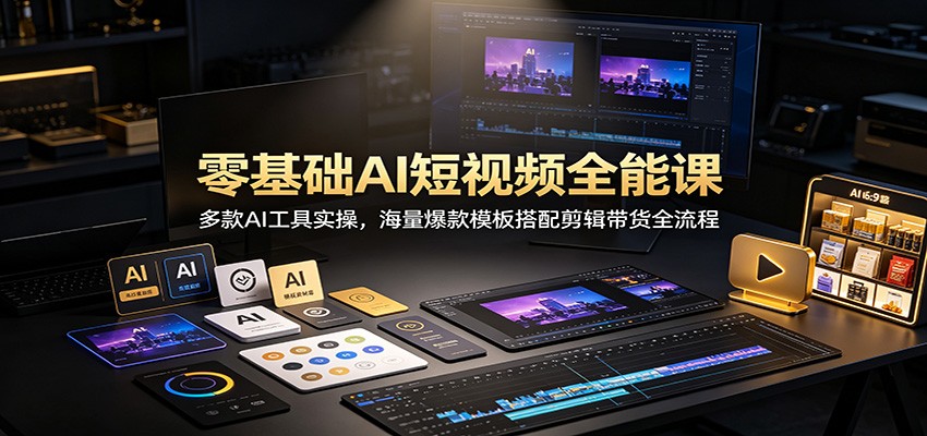零基础AI短视频全能课：多款AI工具实操，海量爆款模板搭配剪辑带货全流程-智点网