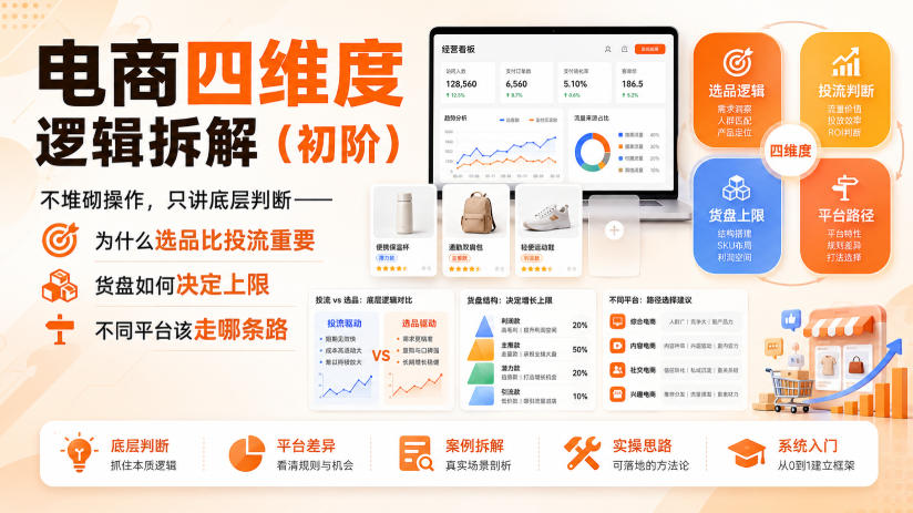 电商四维度逻辑拆解(初阶)不堆砌操作，只讲底层判断——为什么选品比投流重要、货盘如何决定上限、不同平台该走哪条路-智点网