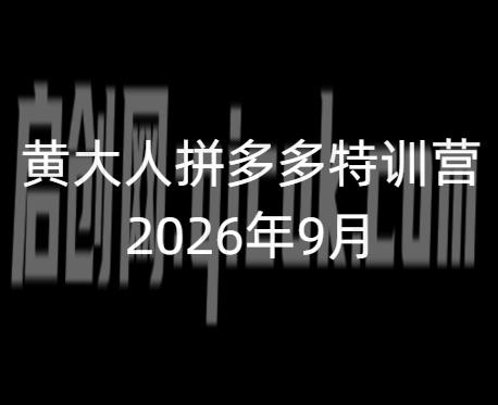 黄大人-拼多多特训营2026年9月(价值3980元)-智点网