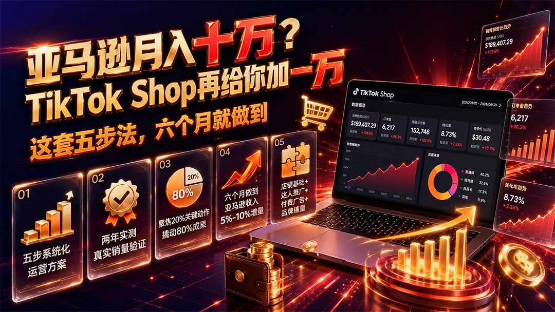 亚马逊月入十万？TikTok Shop再给你加一万——这套五步法，六个月就做到【原创双语字幕】-智点网