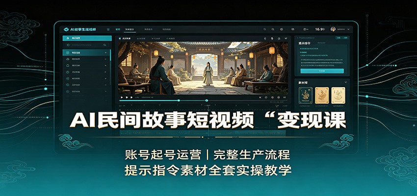 AI民间故事短视频变现课：账号起号运营，完整生产流程，提示指令素材全套实操教学-智点网