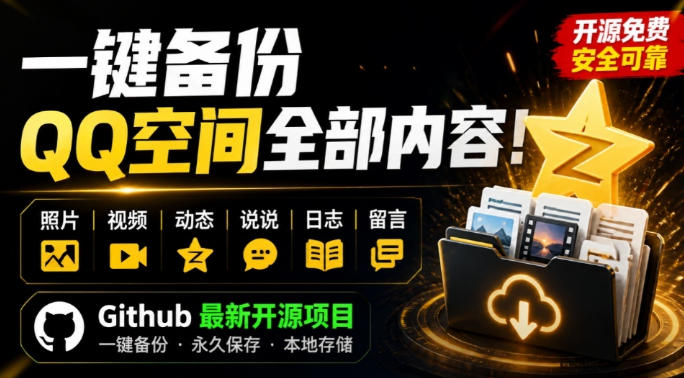 一键将你QQ空间全部内容备份下来！照片/视频/动态信息全存本地，Github最新开源项目QzoneArchive-智点网