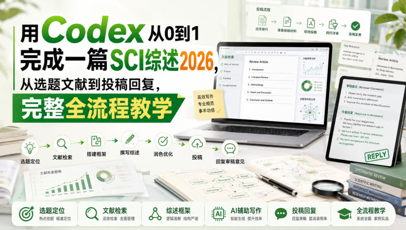 用Codex从0到1完成一篇SCI综述2026，从选题文献到投稿回复，完整全流程教学-智点网