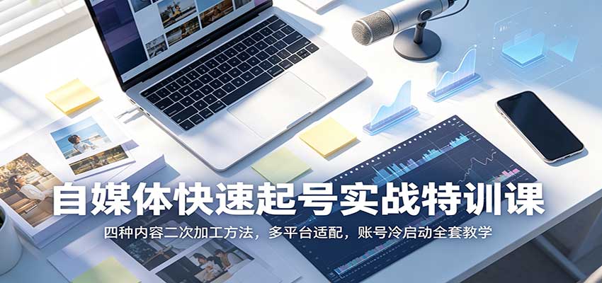 自媒体快速起号实战特训课：四种内容二次加工方法，多平台适配，账号冷启动全套教学-智点网