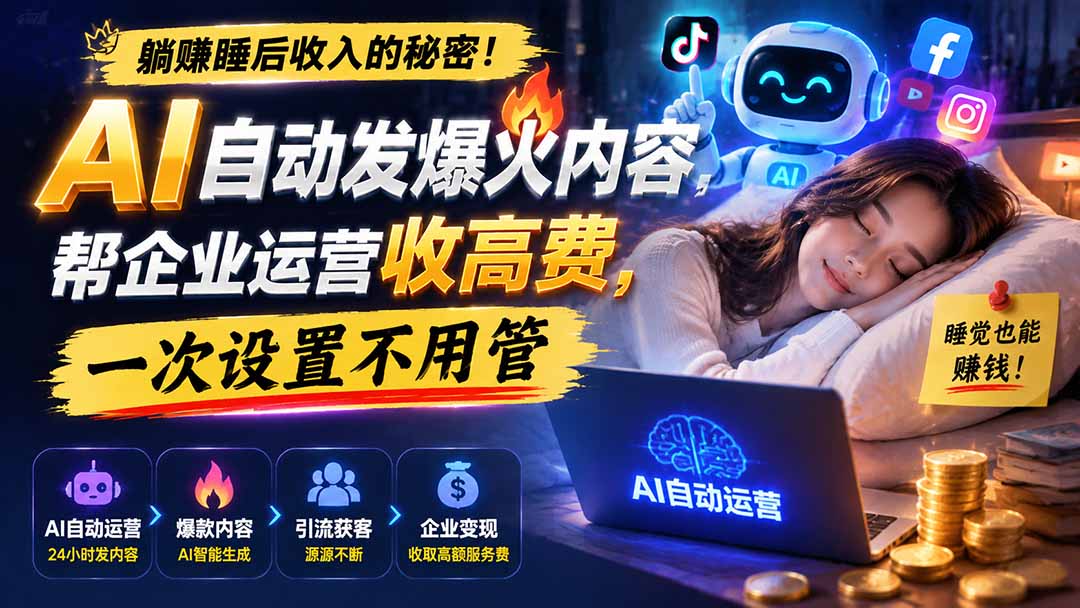 躺赚睡后收入的秘密！AI 自动发爆火内容，帮企业运营收高费，一次设置不用管【原创双语字幕】-智点网