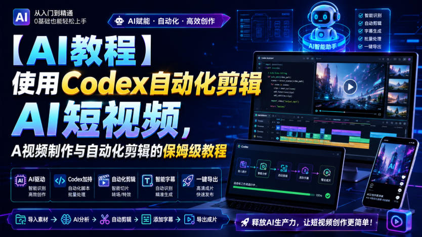 【AI教程】使用Codex自动化剪辑AI短视频，AI视频制作与自动化剪辑的保姆级教程-智点网