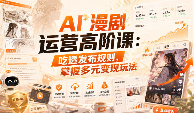AI漫剧运营高阶课：吃透发布规则，掌握多元变现玩法-智点网