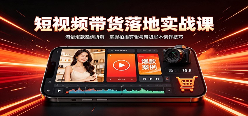 短视频带货落地实战课：海量爆款案例拆解，掌握拍摄剪辑与带货脚本创作技巧-智点网