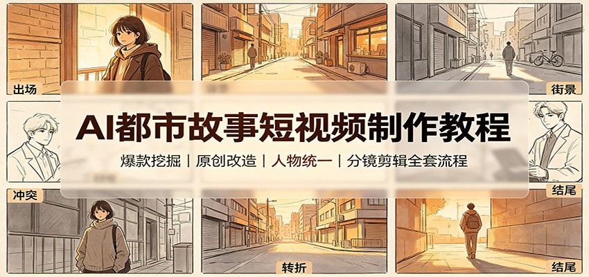 AI都市故事短视频制作教程：爆款挖掘原创改造，人物统一分镜剪辑全套流程-智点网