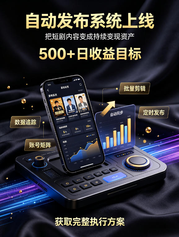 还在找靠谱线上副业？快手短剧项目，全程自动发布内容，不用熬夜做视频，轻松日入500+【揭秘】-智点网