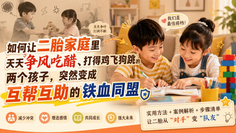付费文章：如何让二胎家庭里天天争风吃醋、打得鸡飞狗跳的两个孩子，突然变成互帮互助的铁血同盟？-智点网