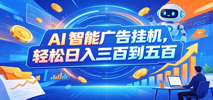 AI智能广告挂机,24小时自动跑,日入300-500,新手零门槛-智点网