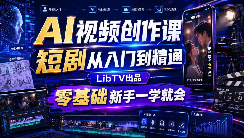 AI视频创作课，短剧从入门到精通，LibTV出品，零基础新手一学就会-智点网
