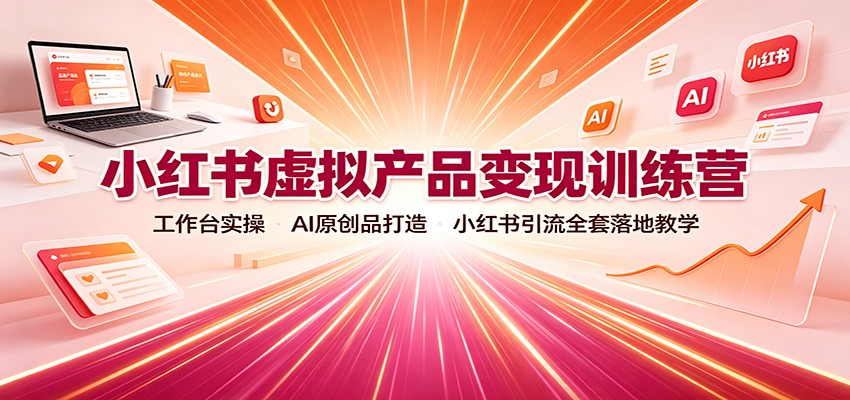 小红书虚拟产品变现训练营：工作台实操，AI原创品打造，小红书引流全套落地教学-智点网