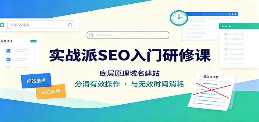 实战派SEO入门研修课：底层原理域名建站，分清有效操作与无效时间消耗-智点网